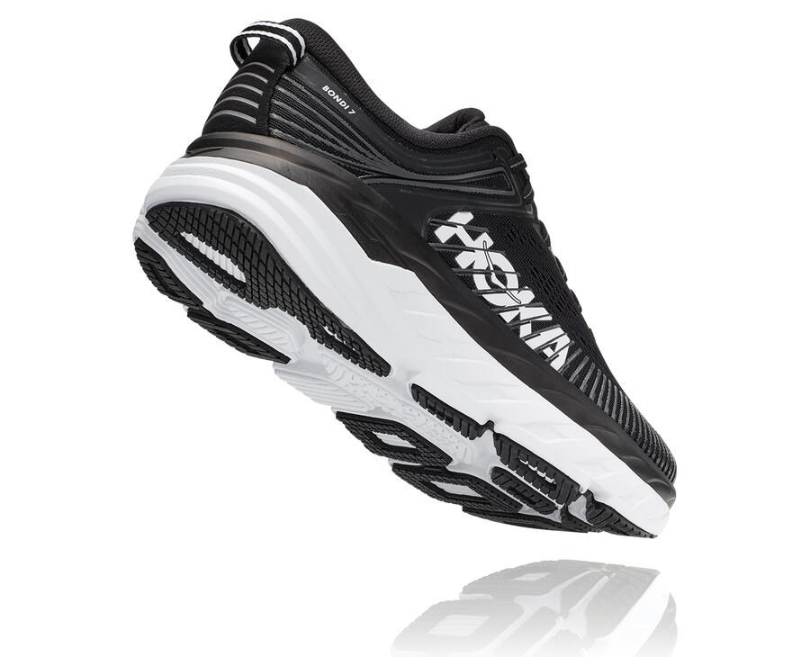 Hoka Australia One One Bondi 7 - Womens Running Shoes Black/White - YCRNA-3189